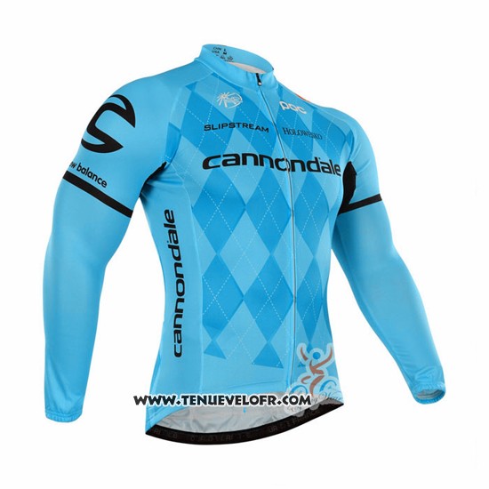 2016 Maillot Ciclismo Cannondale Bleu et Noir Manches Longues et Cuissard